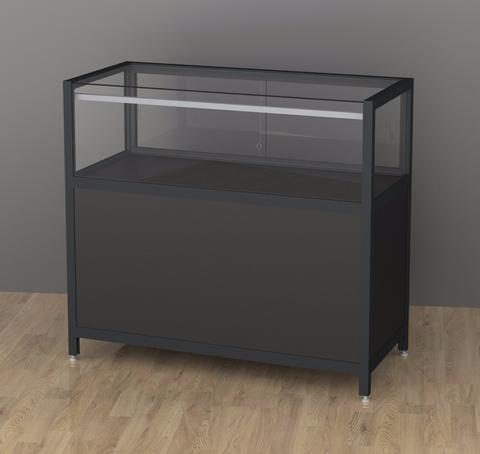 Counter with glass to glass front and storage