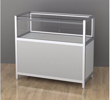 Counter with glass to glass front and storage